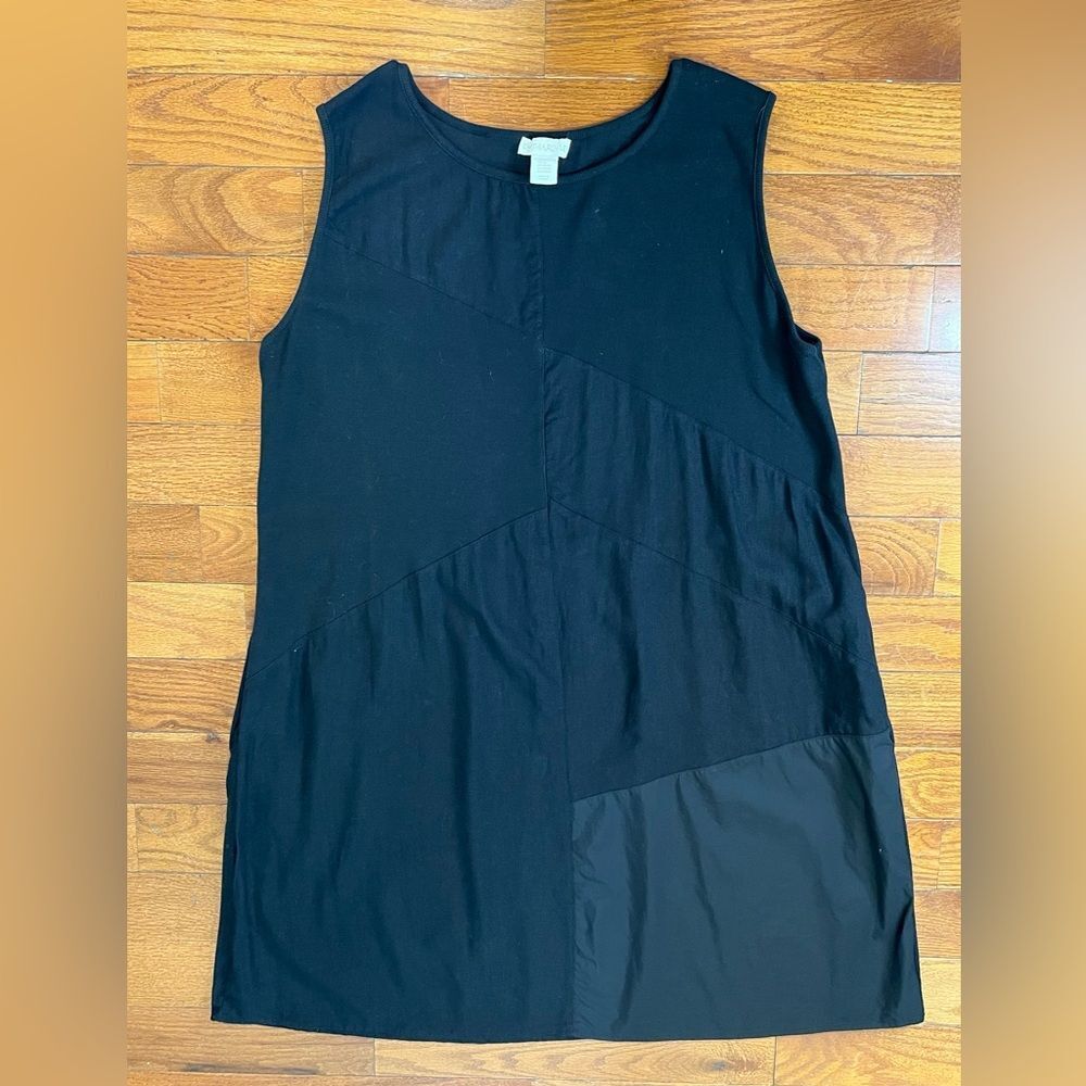 Cynthia Rowley Linen Blend Dress Black 2X Artsy Lagenlook Tunic